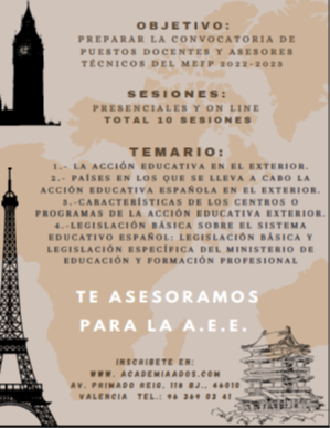 CURSO FORMATIVO SOBRE LA ACCIÓN EDUCATIVA EN EL EXTERIOR Un docente por todo el mundo - 2 CURSO FORMATIVO SOBRE LA ACCIÓN EDUCATIVA EN EL EXTERIOR Un docente por todo el mundo - 2