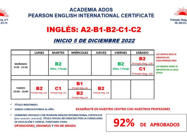 HORARIOS INGLES PARA WEB - DICIEMBRE 13-12-2022