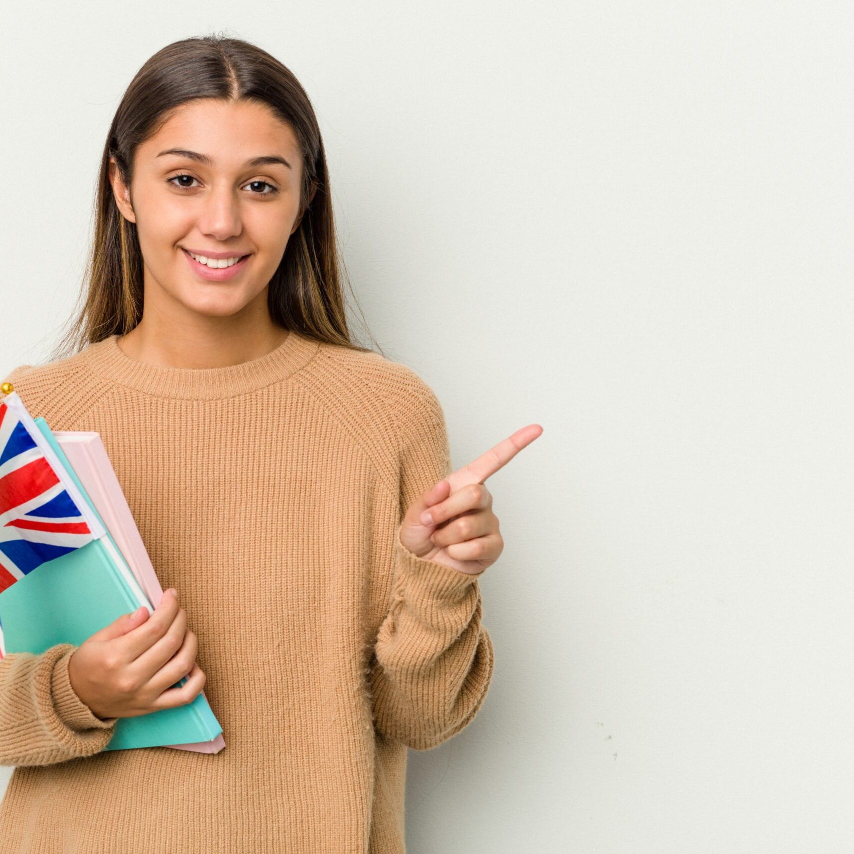 la capacitación en inglés en Valencia - mujer con bandera britanica